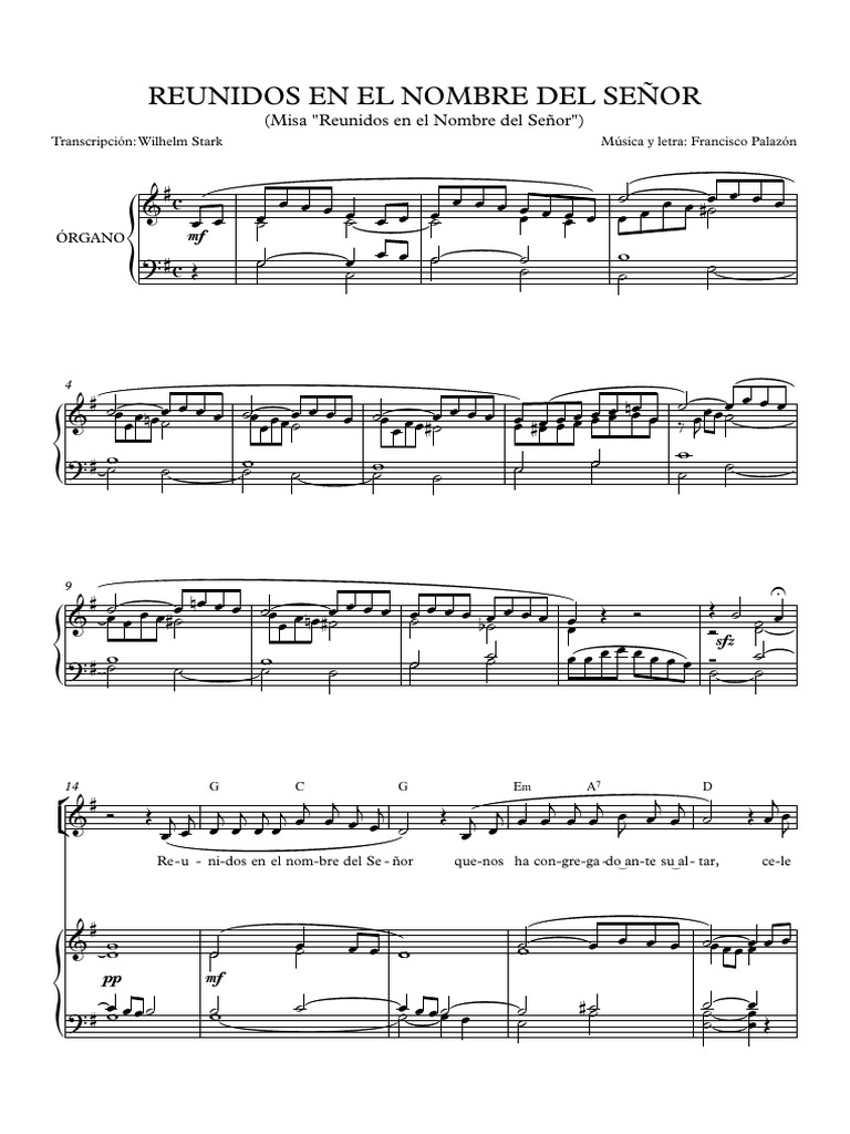 Reunidos en El Nombre Del Señor - Partitura Completa | PDF | Langues du ...