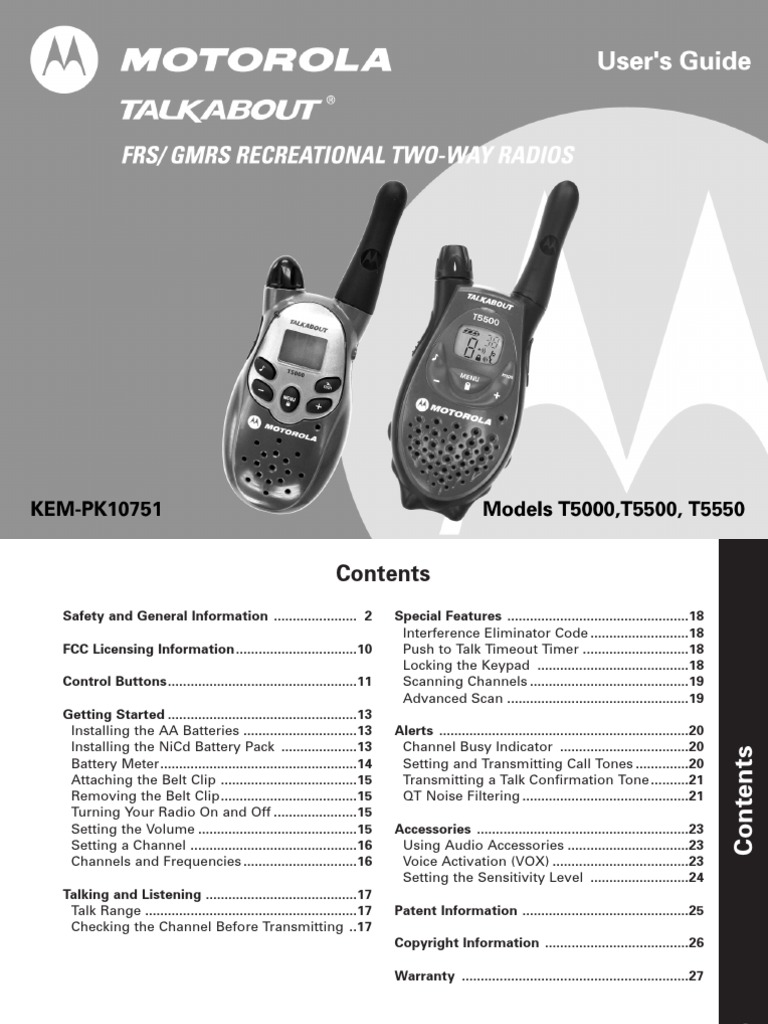 MOTOROLA Talkabout T5500 | PDF | Transmitter | Radio