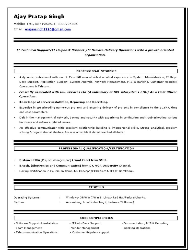 Ajay Cv Doc Help Desk Information Technology