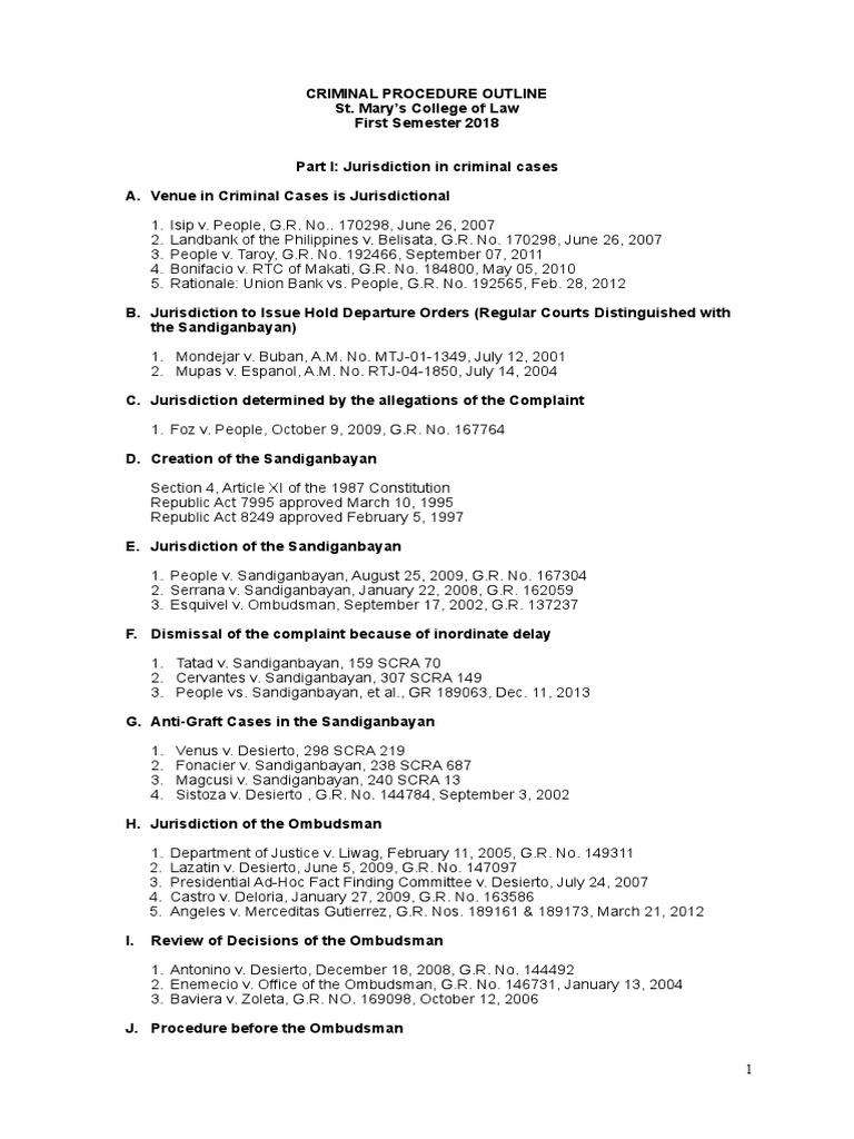 Criminal Procedure Jurisdiction Guide | PDF | Plea | Prosecutor