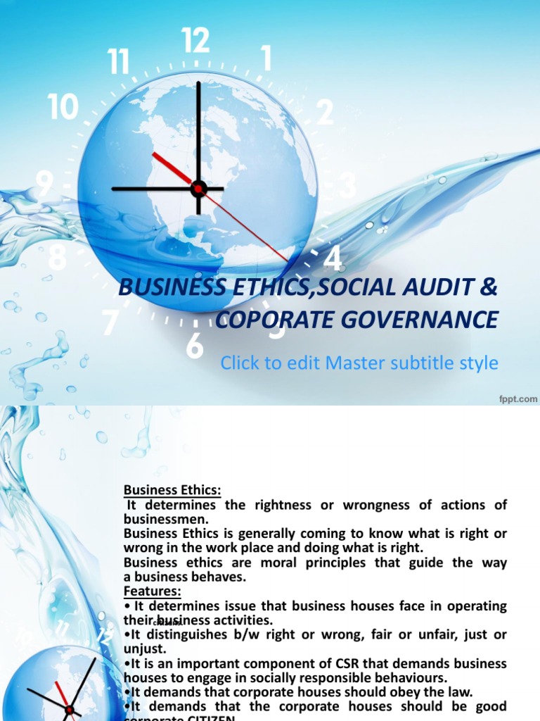 Business Ethics and Social Audit Overview | PDF | Corporate Governance ...