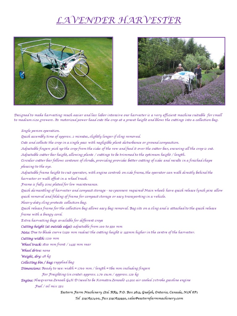 Efficient Lavender Harvester Machine | PDF