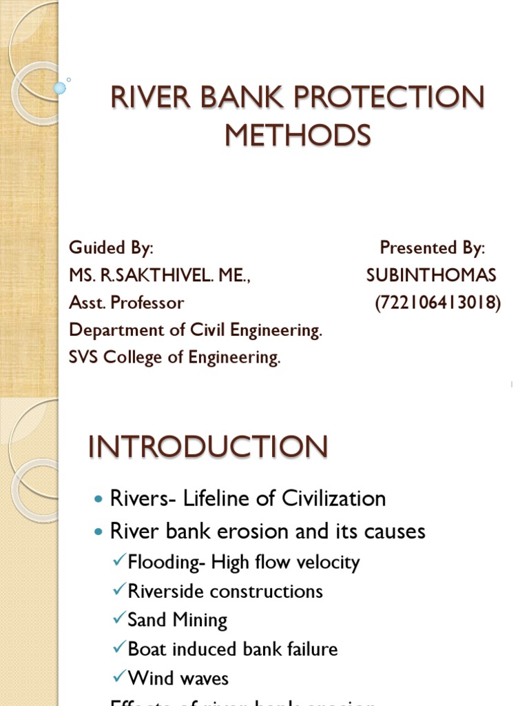 River Bank Protection Methods Overview | PDF | Erosion | Concrete