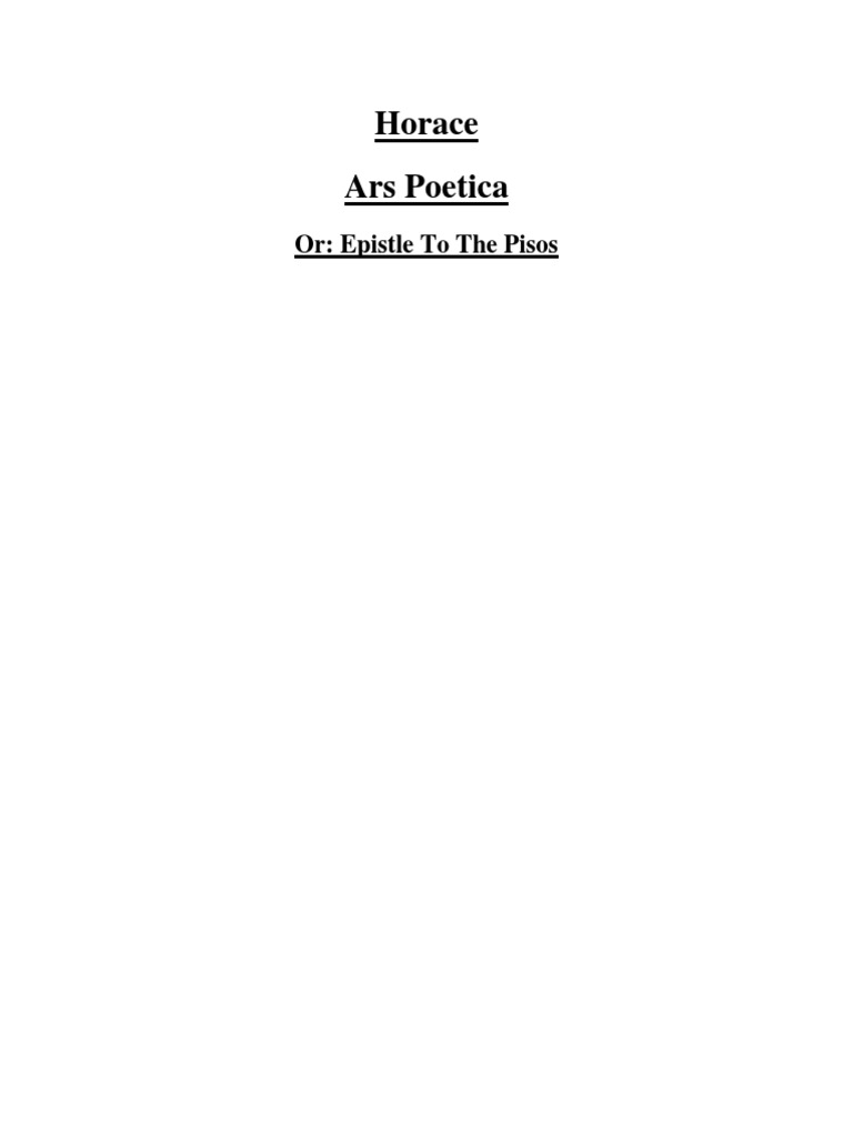 Horace Ars Poetica PDF Tragedy Horace