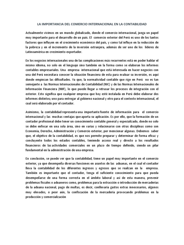 Contabilidad y Comercio Internacional | PDF | El comercio internacional