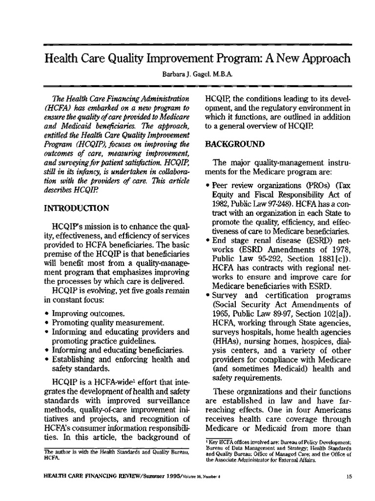 Health Care Improvement Quality Program | PDF | Medicare (United States ...