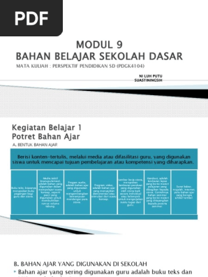Modul 9 Bahan Belajar Sekolah Dasar Mata Kuliah Perspektif Pendidikan Sd Pdgk4104