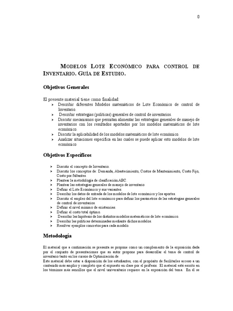Modelos de Lote Económico | PDF | Inventario | Software