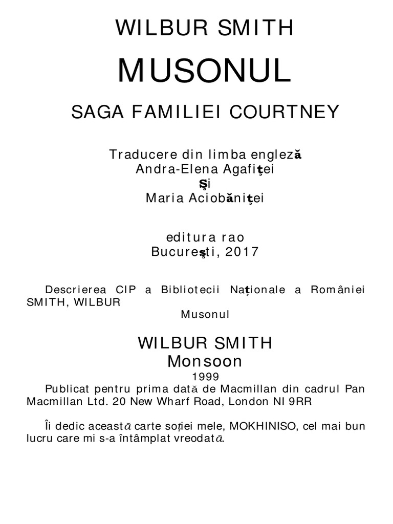 Wilbur Smith Saga Familiei Courtney Vol 10 Musonul Pdf