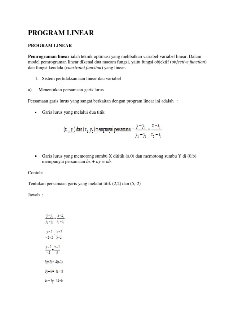 Titik Pojok dalam Program Linear | PDF | Metode & Bahan Ajar
