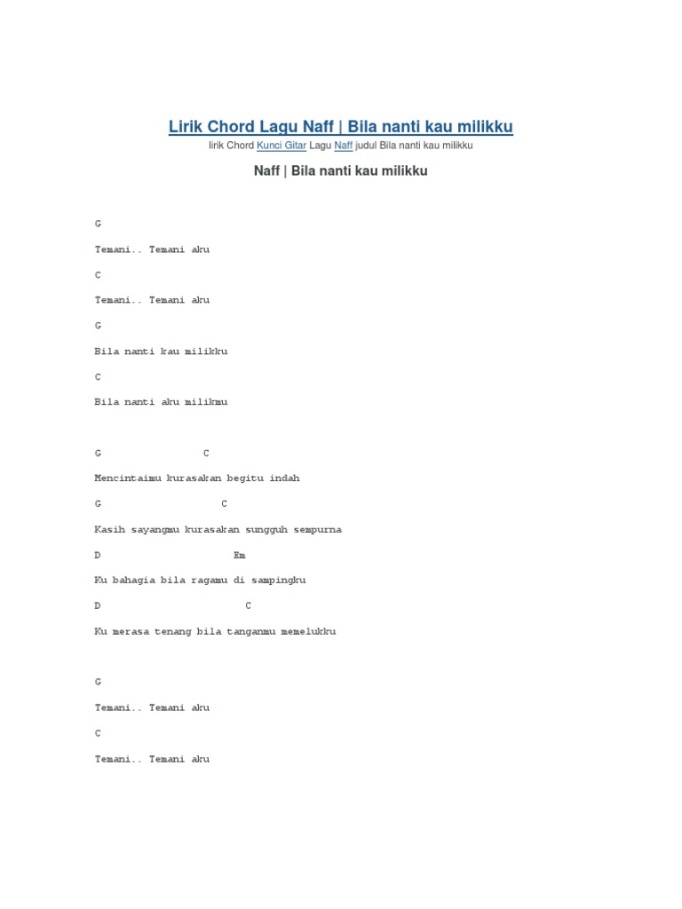 Lirik Chord Lagu Naff