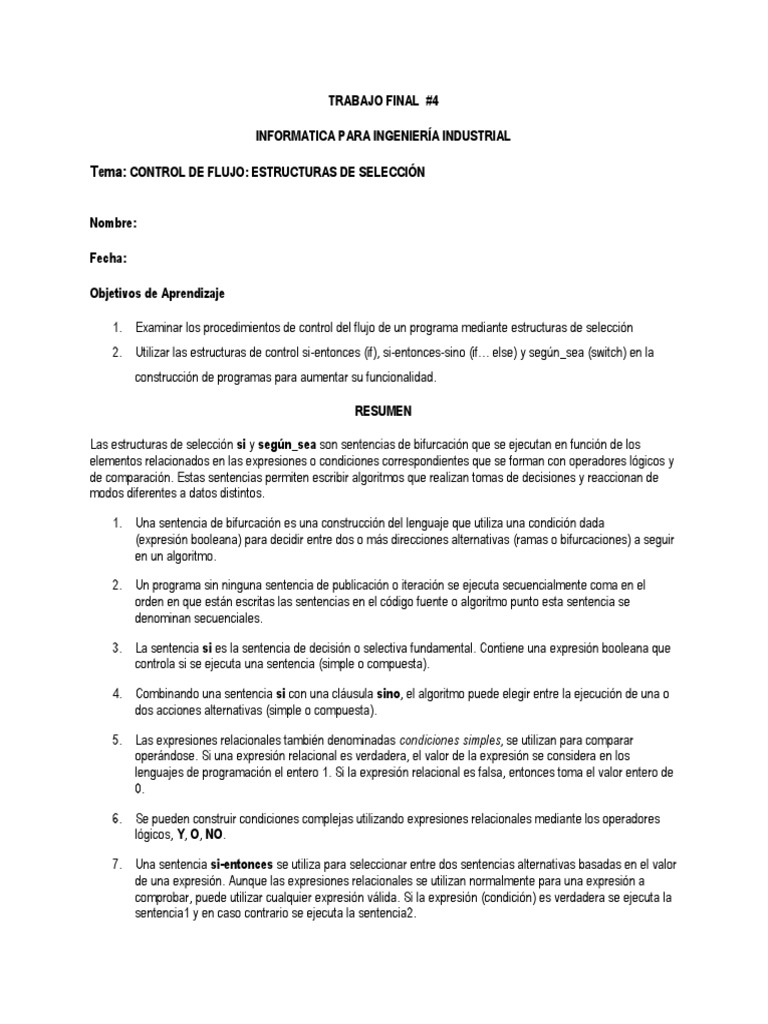 Control de Flujo en Programación | PDF | Flujo de control | Algoritmos