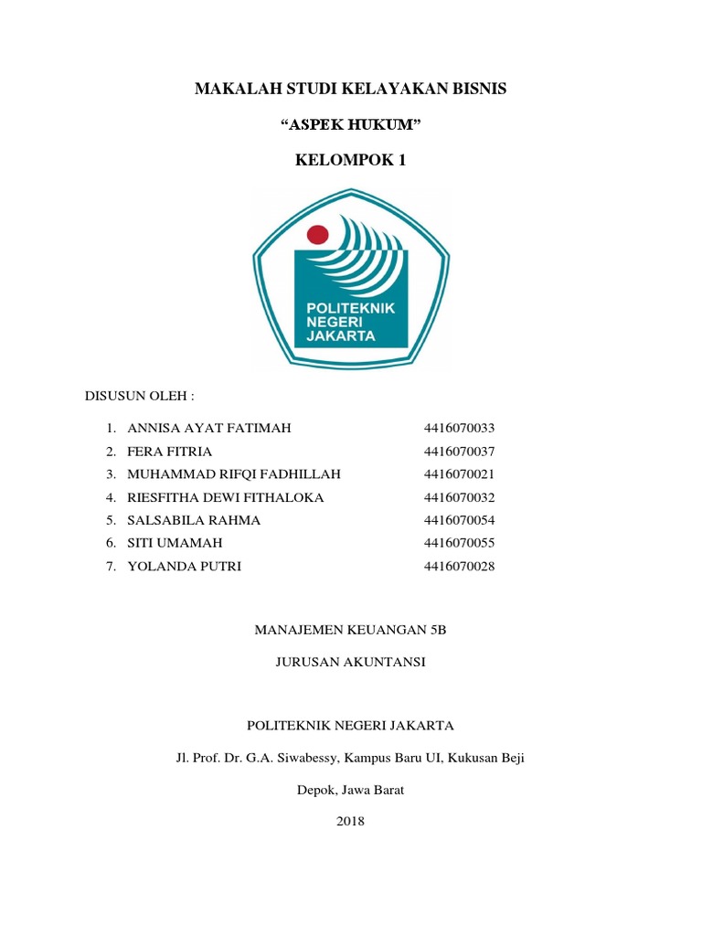 Makalah Studi Kelayakan Bisnis Aspek Hukum