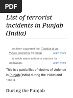 List of Terrorist Incidents in Punjab (India) - Wikipedia