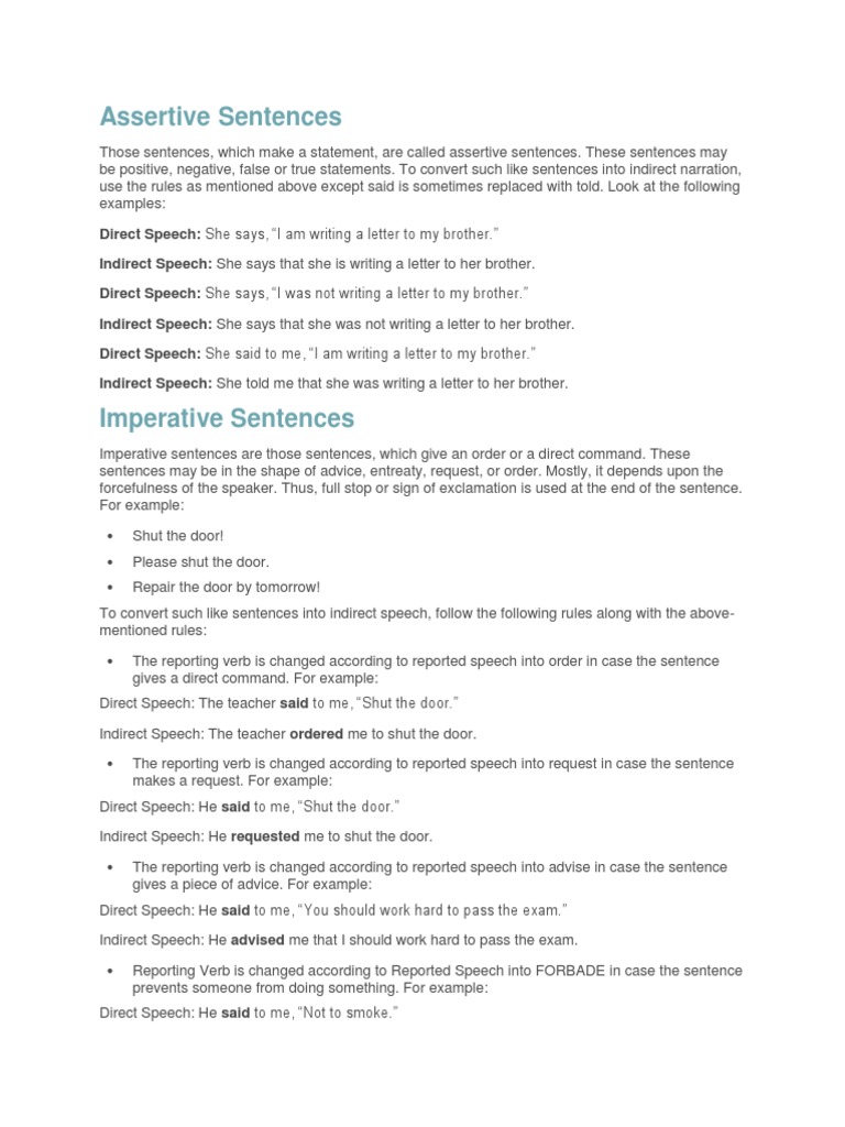 Assertive Sentences PDF Sentence (Linguistics) Question