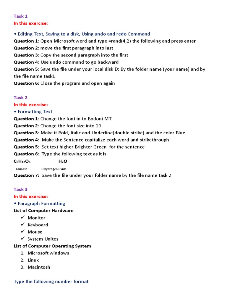 Editing Text, Saving To A Disk, Using Undo and Redo Command | PDF ...