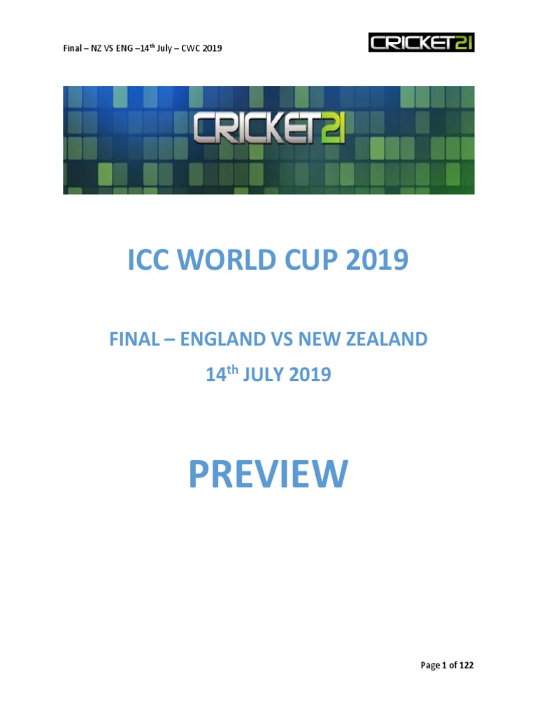 CWC 2019 Final: England vs New Zealand | PDF | Bowling (Cricket ...