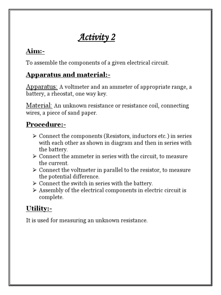 Activity 2: Apparatus: Material | PDF
