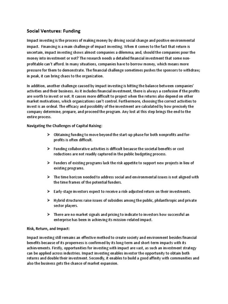 Social Ventures Funding Navigating The Challenges of Capital Raising