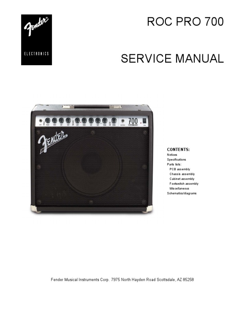 Roc Pro 700 Service Manual Fender Musical Instruments Corp. 7975 North