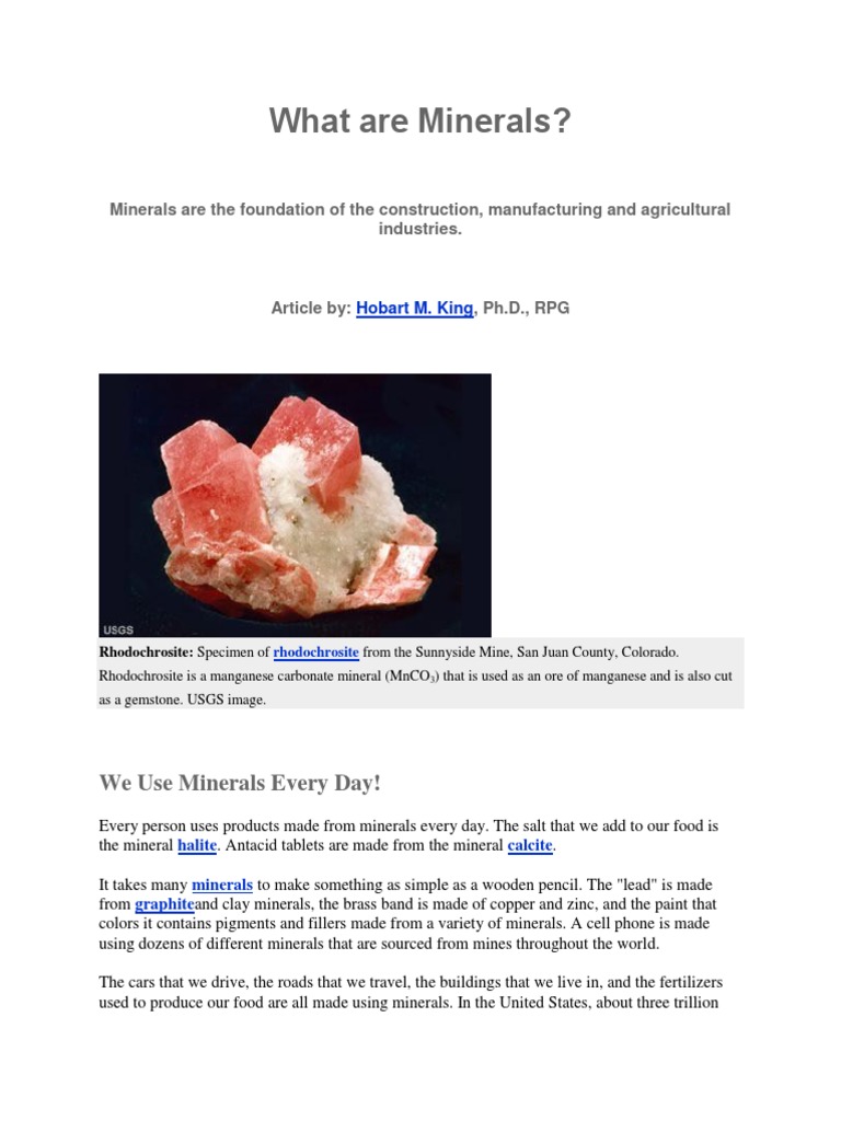 Minerals Minerals Silicon
