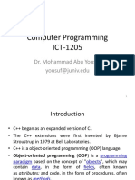 Computer Programming ICT-1205: Dr. Mohammad Abu Yousuf Yousuf@juniv - Edu