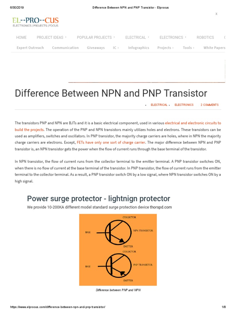 NPN vs PNP Transistor Explained | PDF | Bipolar Junction Transistor ...