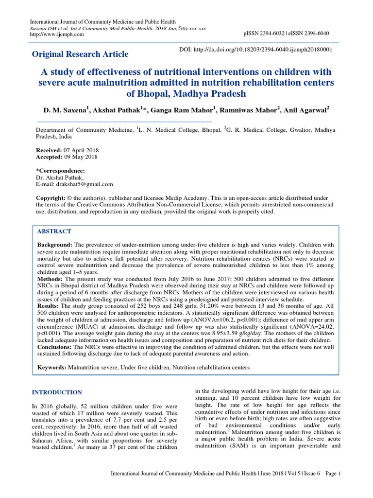 Nutritional Intervention Article | PDF | Malnutrition | Nutrition