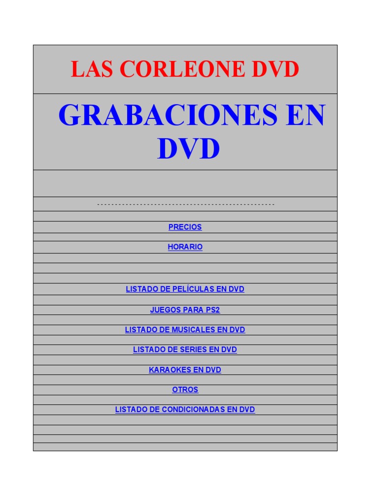 Las Corleone Dvd@Hotmail PDF Películas de terror Artistas