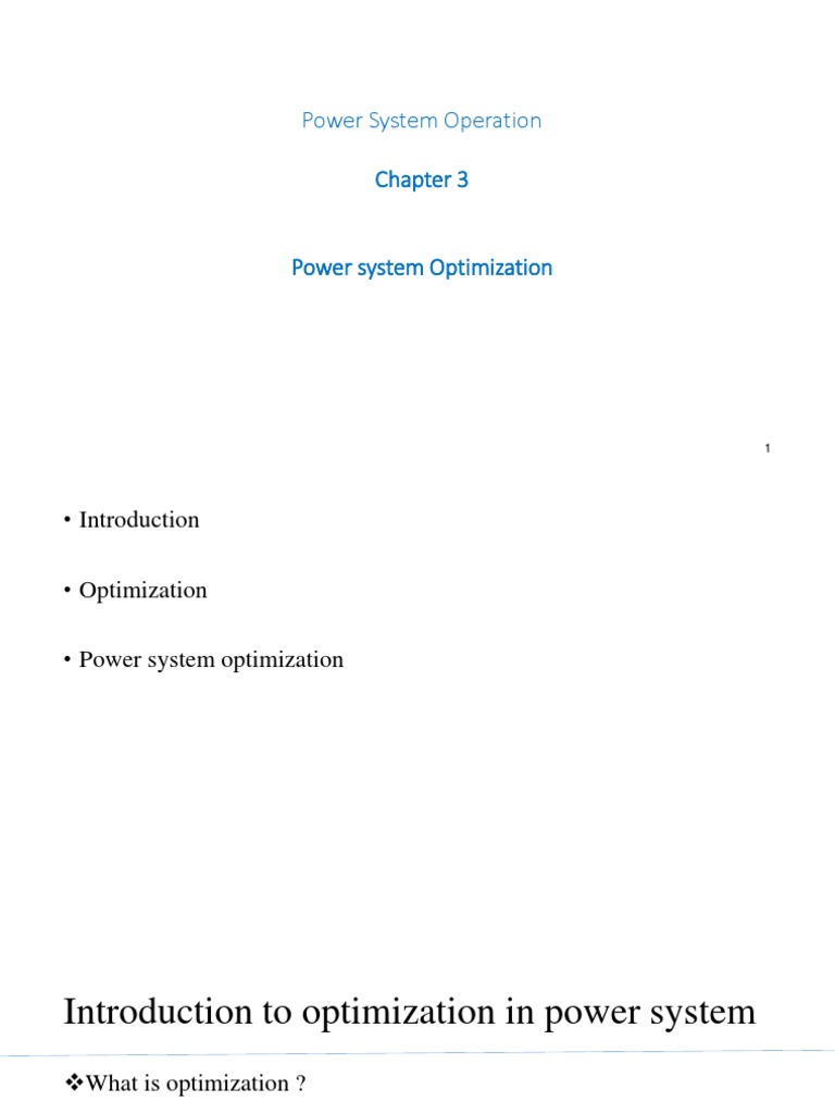 Power System Optimization Techniques | PDF | Mathematical Optimization ...