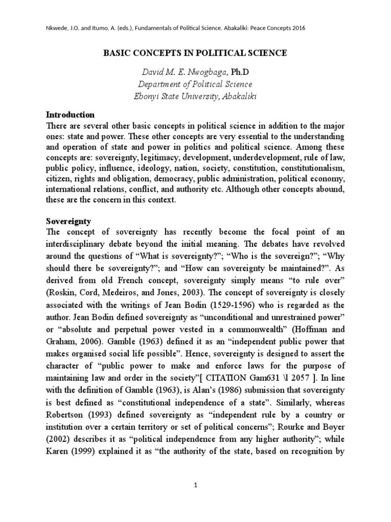 Basic Concepts in Political Science | PDF | Sovereignty | Constitution