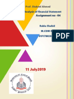 Analysis of financial statements for Prof. Shakeel Ahmed