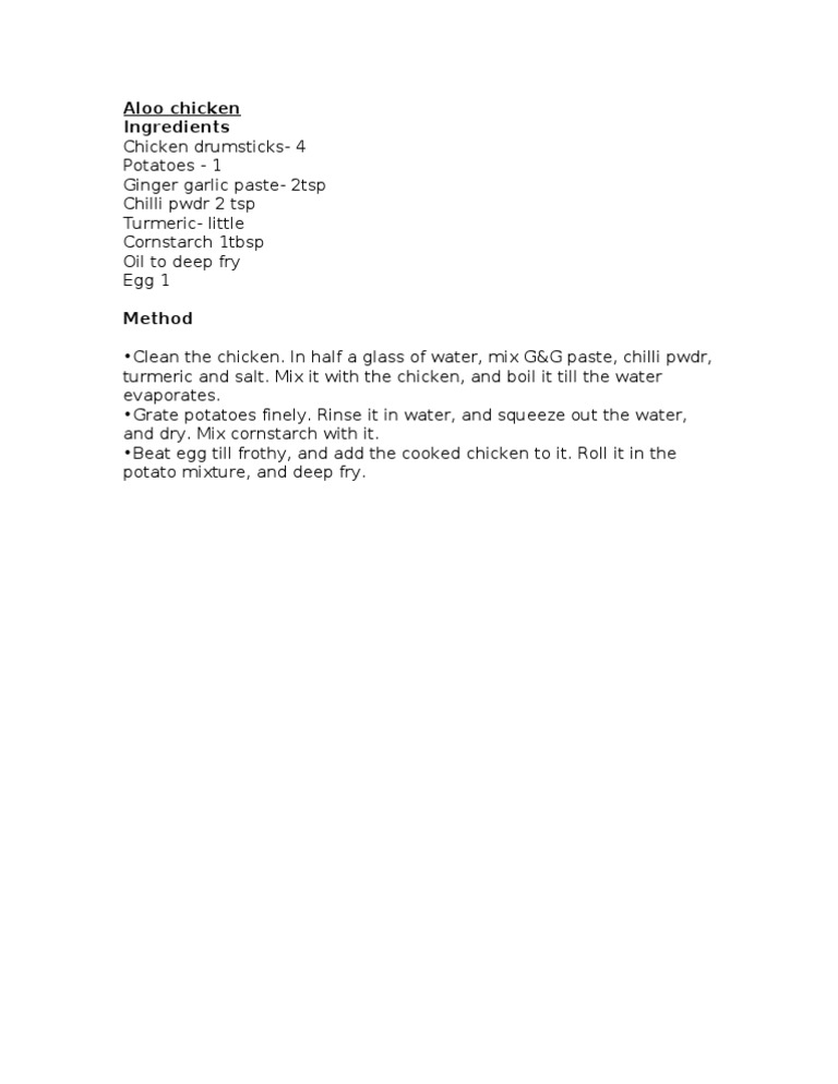 Aloo Chicken | PDF