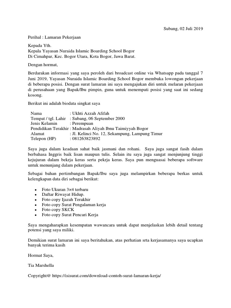 Download 94+ Contoh Surat Surat Lamaran Kerja Umum Terbaik Gratis