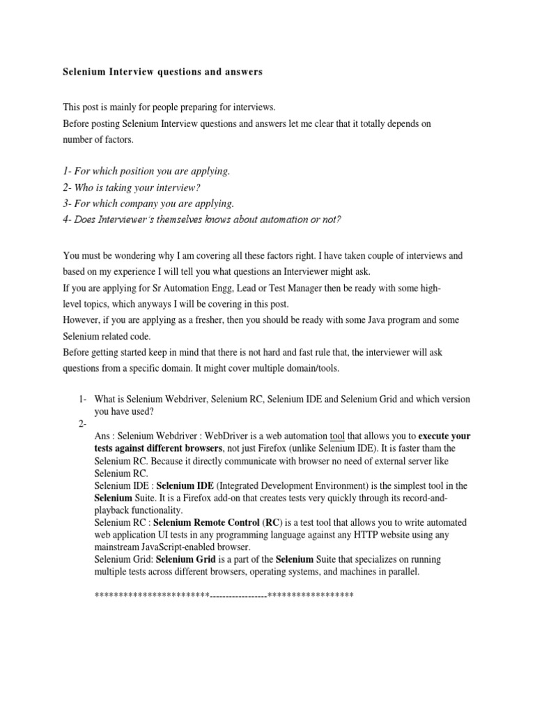 Selenium Q&A Mukesh Otwani PDF | PDF | Selenium (Software) | X Path