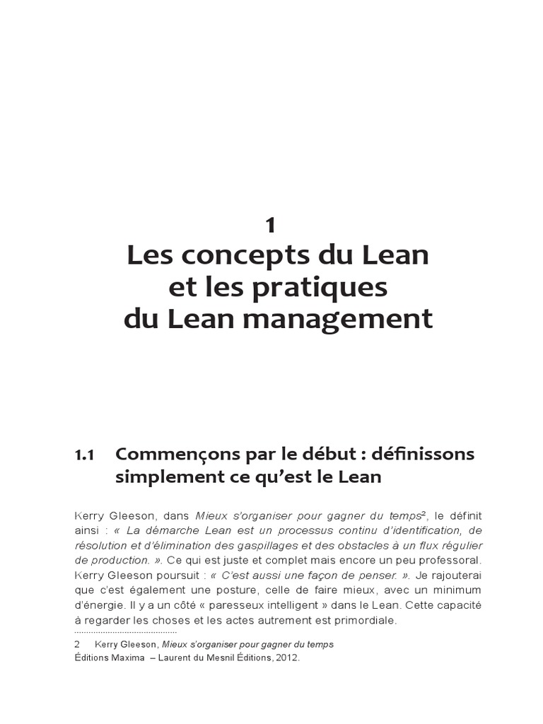 Concepts et pratiques du Lean management | PDF | Lean (production ...