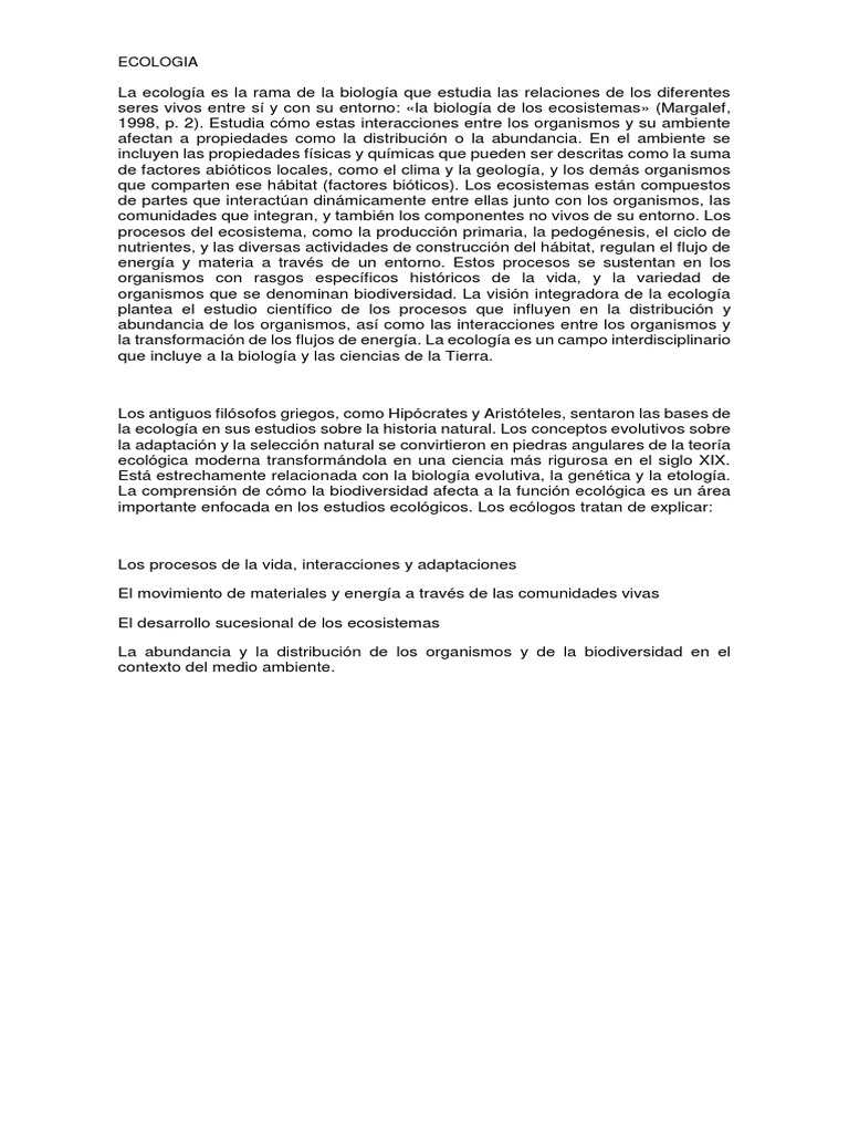 Concepto de Ecologia | PDF