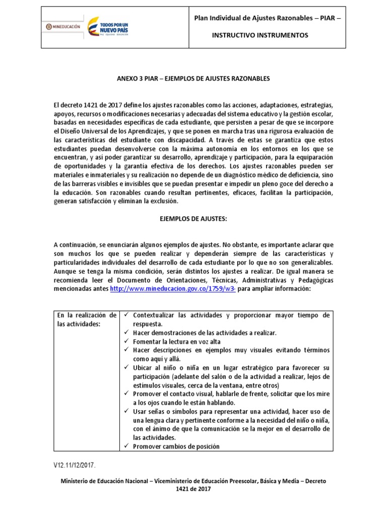 Ejemplos de Ajustes Razonables en Educación | PDF | Invalidez | Cognición