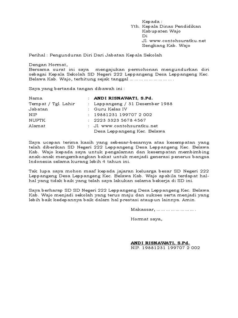 Contoh Surat Perubahan Jabatan - IMAGESEE