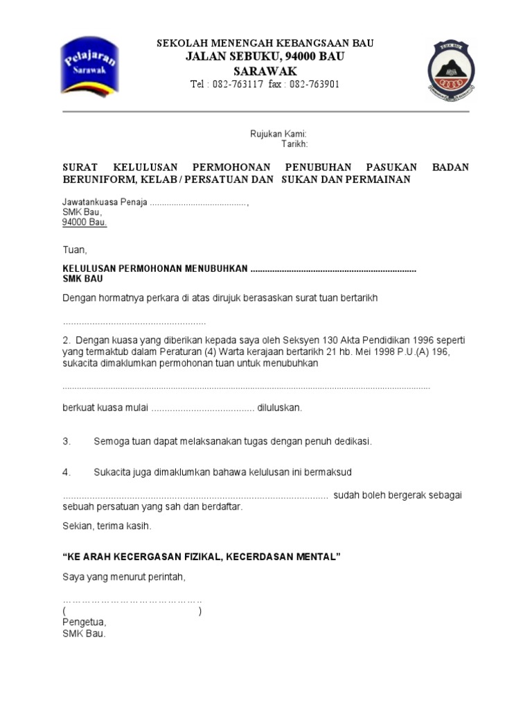 Surat Kelulusan Penubuhan Persatuan 3 Pdf