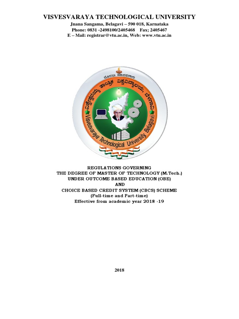 VTU M.Tech Regulations 2018-19 | PDF | Course Credit | Thesis