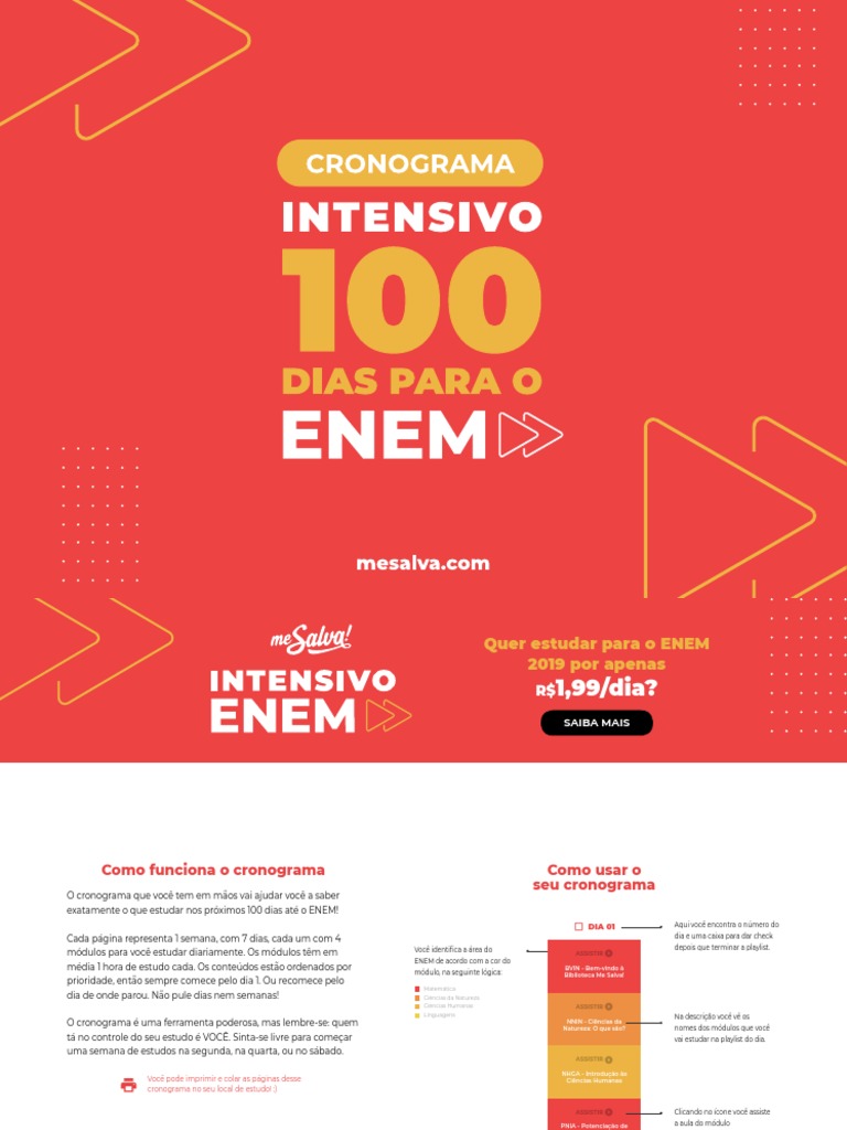 Cronograma de Estudos para o ENEM em 100 Dias | PDF | Science | Química