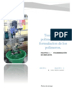 Tecnicas de Polimerizacion y Formulacion de Los Polimeros.: Grupo: Equipo: 3