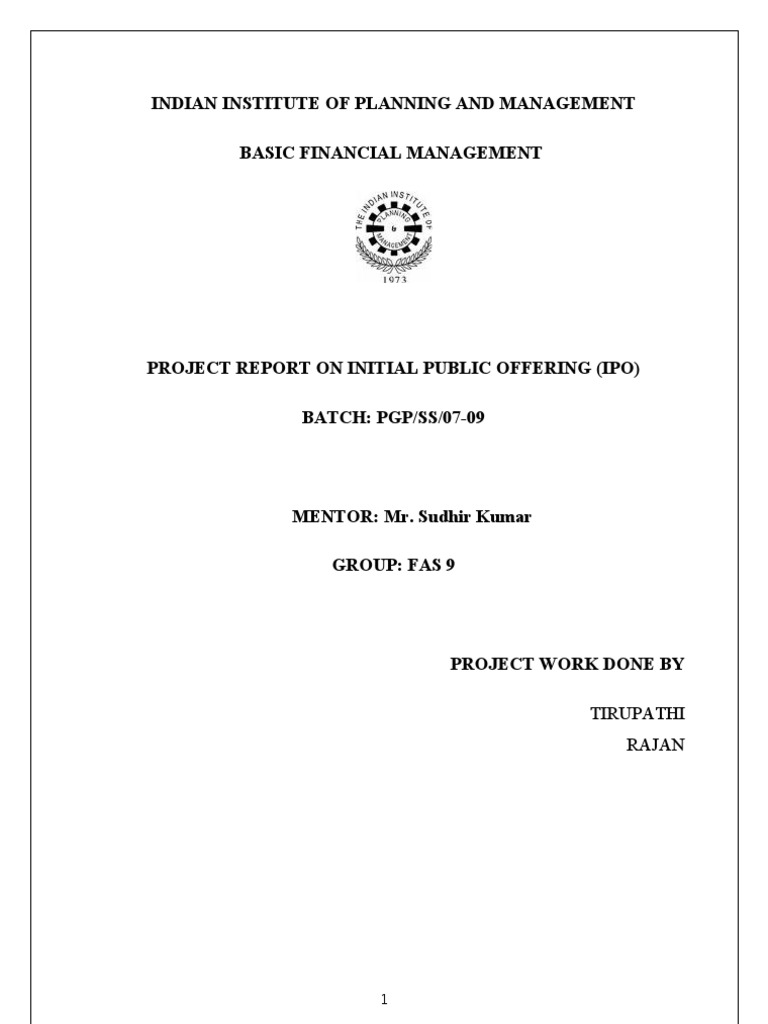 IPO Project Report Overview | PDF | Financial Markets | Initial Public ...