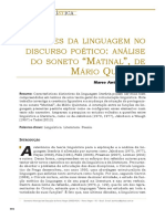 Funções Da Linguagem No Discurso Poético: Análise Do Soneto Matinal, de Mário Quintanauintana Análise Do Soneto Matinal Marco Bomfoco