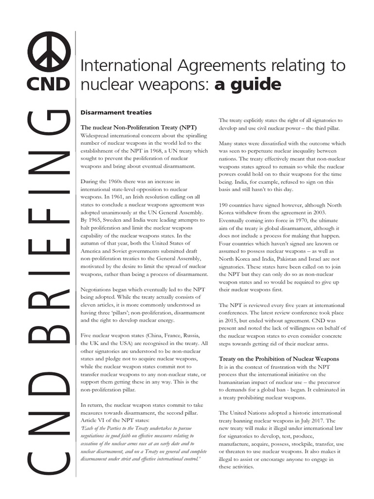 Guide to International Nuclear Agreements | PDF | Treaty On The Non ...