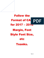 Follow The Format of CAR For 2017 - 2018 Margin, Font Style Font Size, Etc Tnanks