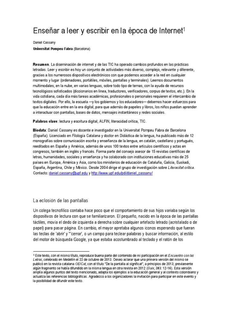 Enseñar a leer en la era digital | PDF | Internet | Plan de estudios