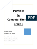 Portfolio in Computer Literacy Grade 8: Student's Profile: Students ID No: 100714