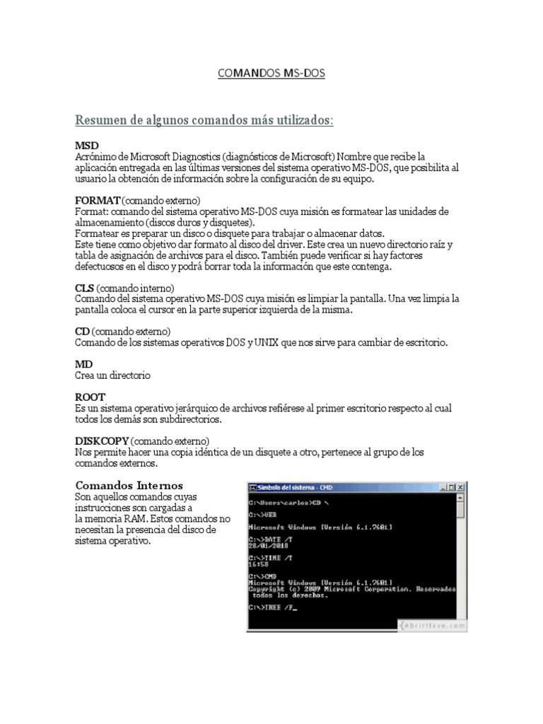 Comandos Dos | PDF | Dos | Archivo de computadora